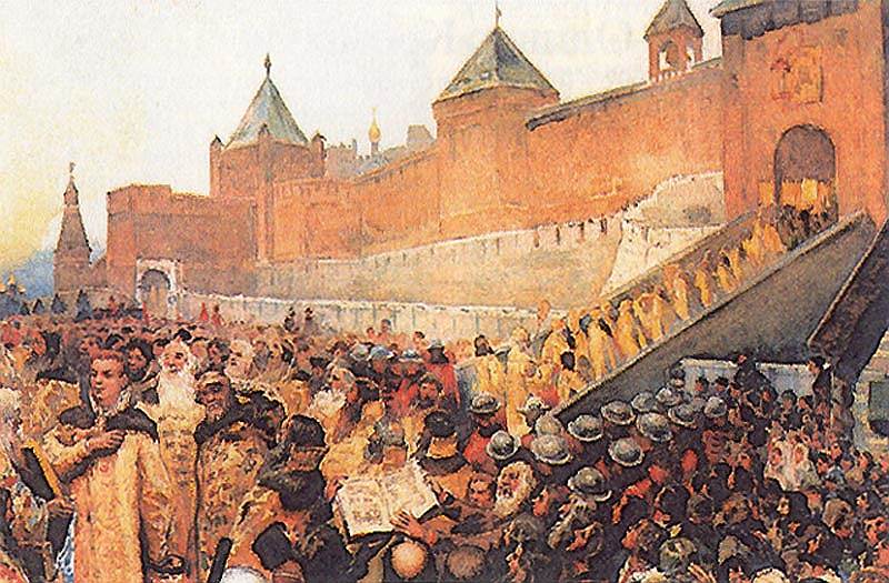 'False Dmitry enters Moscow on 20 June 1605' by Klavdy Lebedev