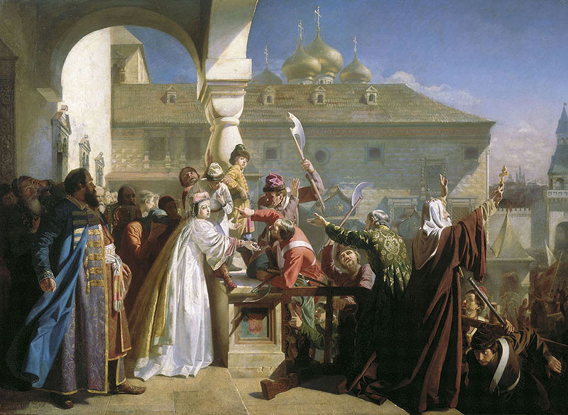 'Natalia Naryshkina shows Ivan V to the Streltsy' by Nikolai Dmitriev-Orenburgsky (1862)