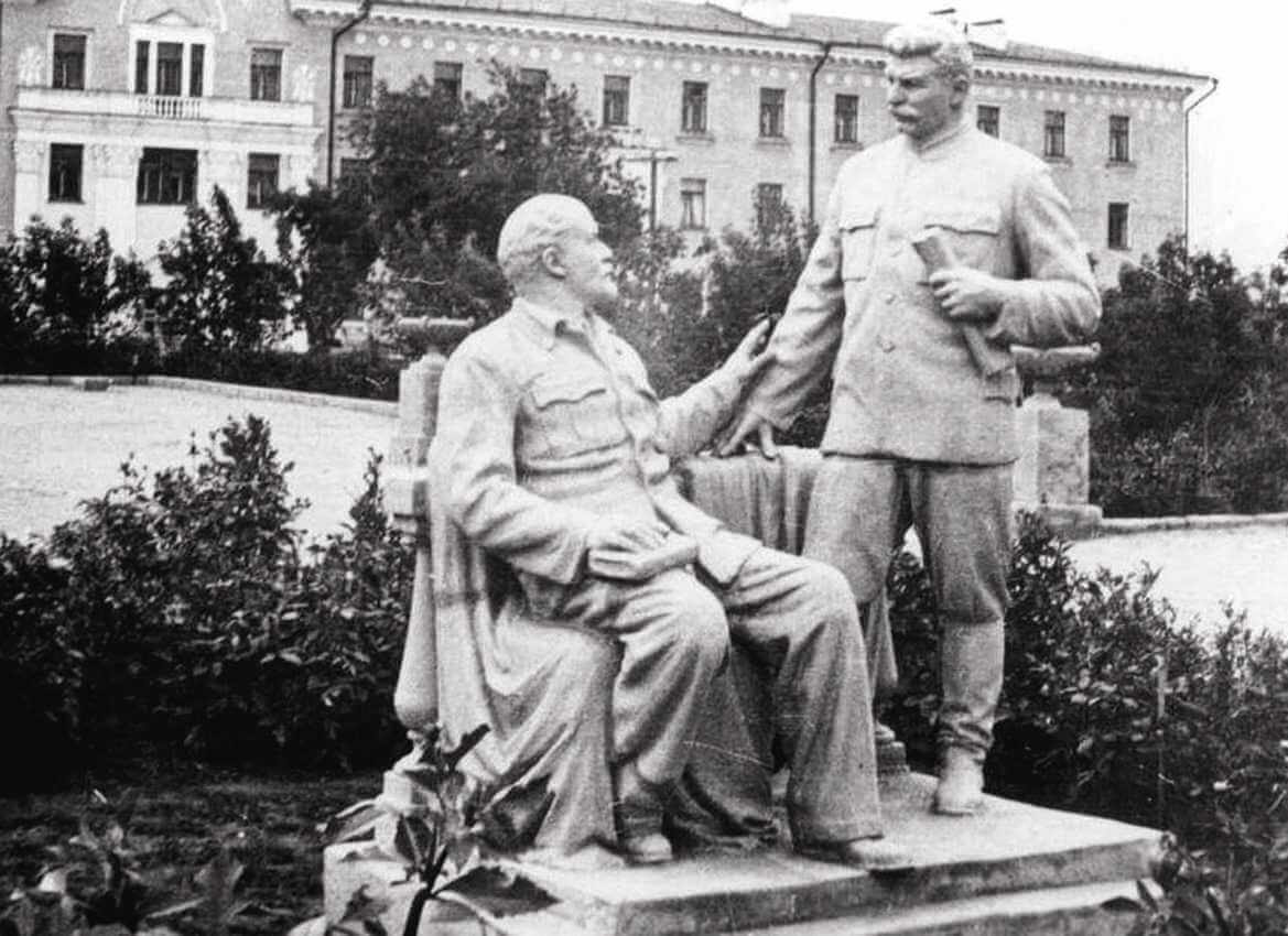 Stalin and Lenin monument in Omsk.
