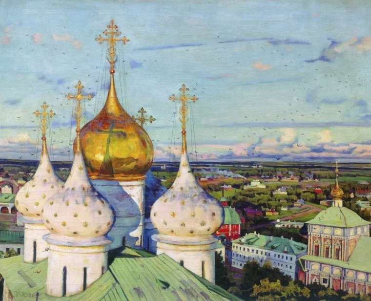 'Domes and Swallows. Troitse-Sergieva Lavra' by Konstantin Yuon
