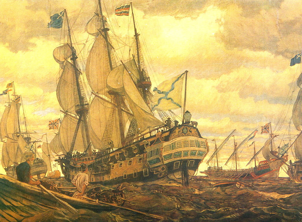 'The Fleet of Peter the Great' by Yegeny Lansere (1909)