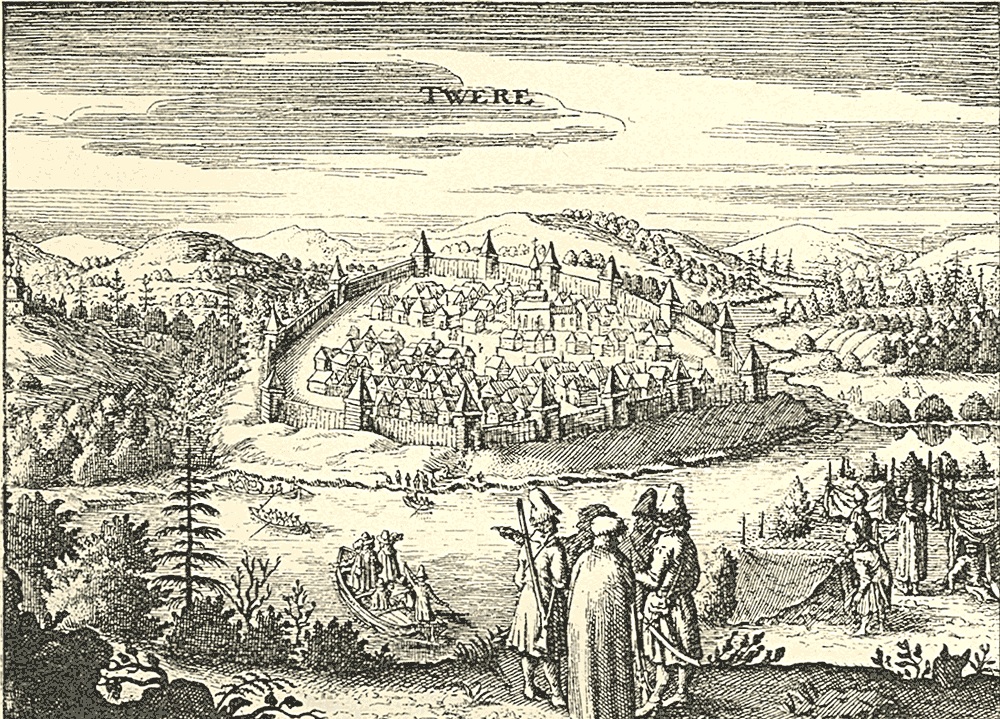 Engraving of Tver in the 1630s by Adam Olearius