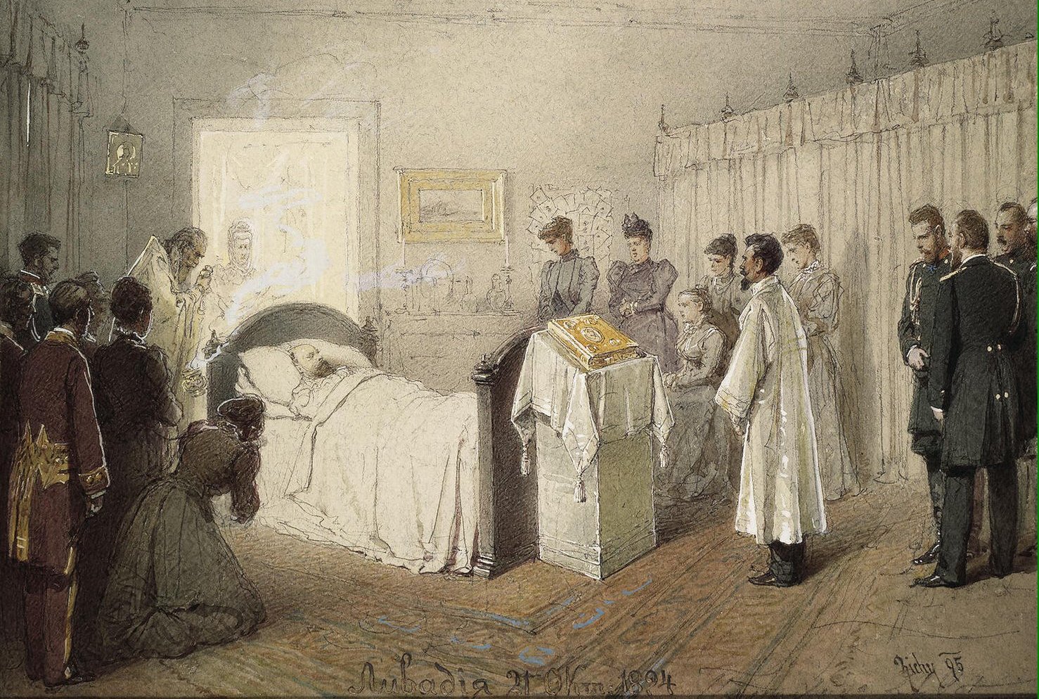 Depiction of Alexander III on his deathbed
