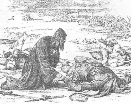 'Bishop Kirill finds the headless corpse of Grand Prince Yuri after the Battle of Sit'  by Vasily Vereschagin