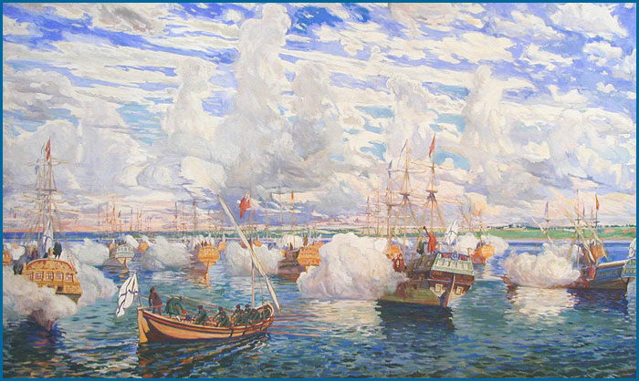 'Pereslavl Play Fleet on Lake Plescheevo on 25 August 1692' by Dmitry Kardovsky