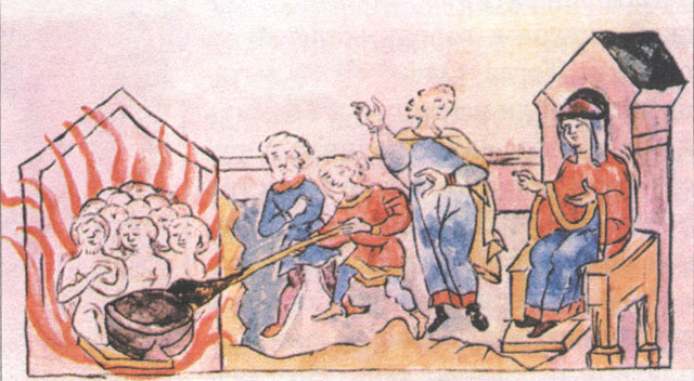 The revenge of Olga as depicted in the Radziwiłł Chronicle