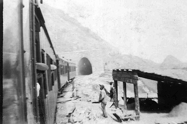 The train passes through a tunnel Trans-Baikal Railway. Chinese immigrants were Involved in the work.